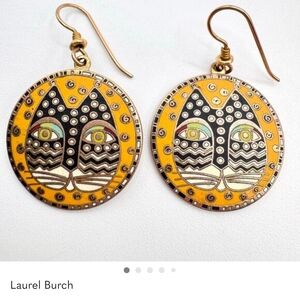 WANTED!!! Laurel Burch Yellow/Black Cat Earrings, With French Wire/Hook